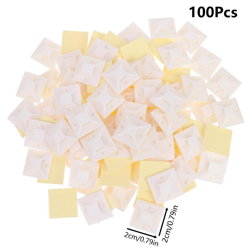 100Pcs Self Adhesive Cable Tie Holder Wire Fixing Base Strong Sticky Cable Tie Holder Organizer For Home Office Wire Storage