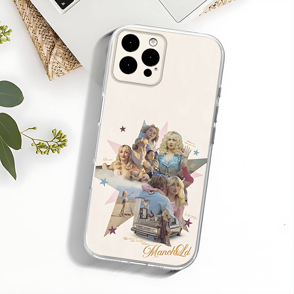 Obal na telefon Singer S-Sabrina Carpenter Pro iPhone 17,16,15,14,13,12,11 Pro,Max,Plus,X,XS,XR,SE4,E Mini Transparentní Měkký Kryt