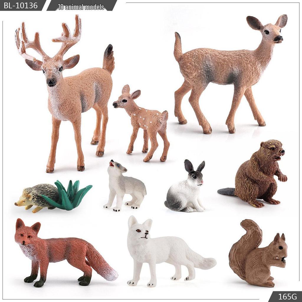 Simulated Christmas Reindeer and White-Tailed Deer Ornament Set