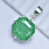 Zambian CERTIFIED 44.10 Ct Natural Green Emerald Sterling Silver Square Pendant MY.PD-167-NS