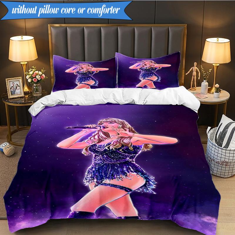 3-teiliges Taylor Music Lover Artwork Bettwäsche-Set, inklusive 1 Bettbezug und 2 Kissenbezügen. Perfekt für Schlafzimmer, Wohnheim, Weihnachtsgeschenk für Fans