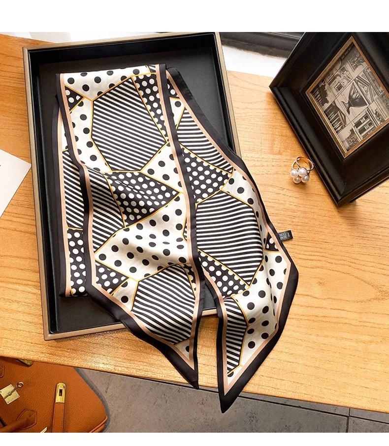 Long Silk Scarf Bag Tie Lady Neck Skinny Scarves Hairband Foulard Horse Print Brand Lady Neckerchief Ribbon  Spring New