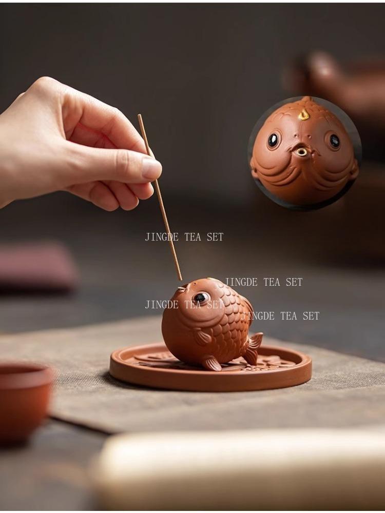 Purple Clay Koi Tea Pet Maintainable Small Ornaments Tea Table Wealth Attraction Desktop Decoration Mascot Tea Play