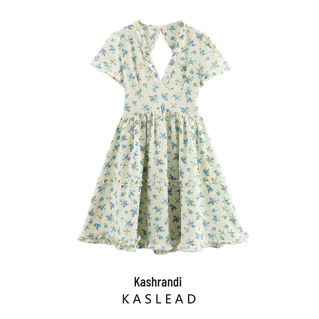 

2025 Spring Women s Floral Ruffle Dress: European & American Style Medium