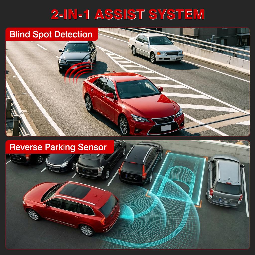 BSM Radar Monitoring Detection Kit Universal Blind Spot Sensor Warning System Change Lane Driving Assistance Reversing Radar