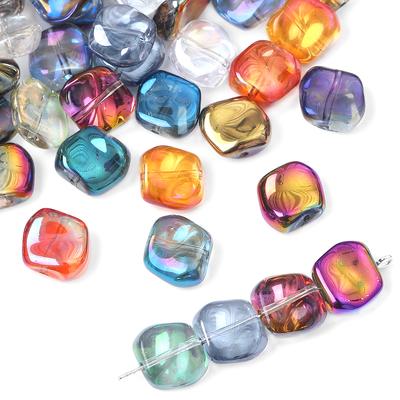 20 stk/pose 12 mm Specielle Skinnende Farver Krystalglas Uregelmæssig Firkantet Form Charms Perler til Halskæde Armbånd Ørering DIY Smykkefremstilling