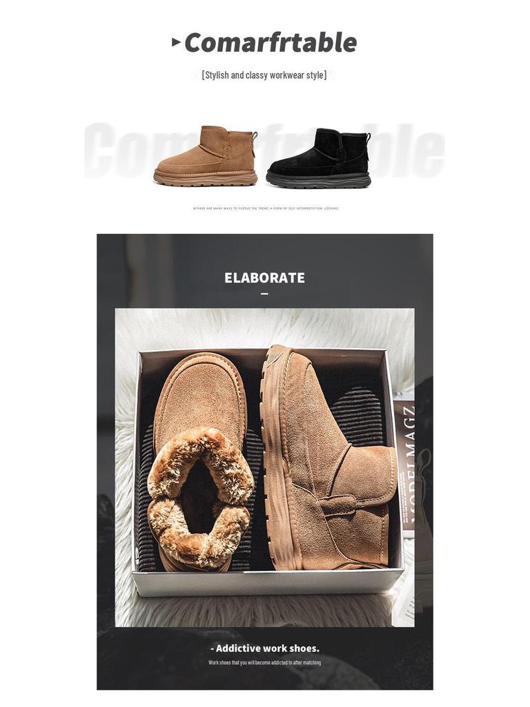 Men's Northeast Outdoor Snow Boots - Thick Sole, Heightened Plush, Cotton Lined Martin Style