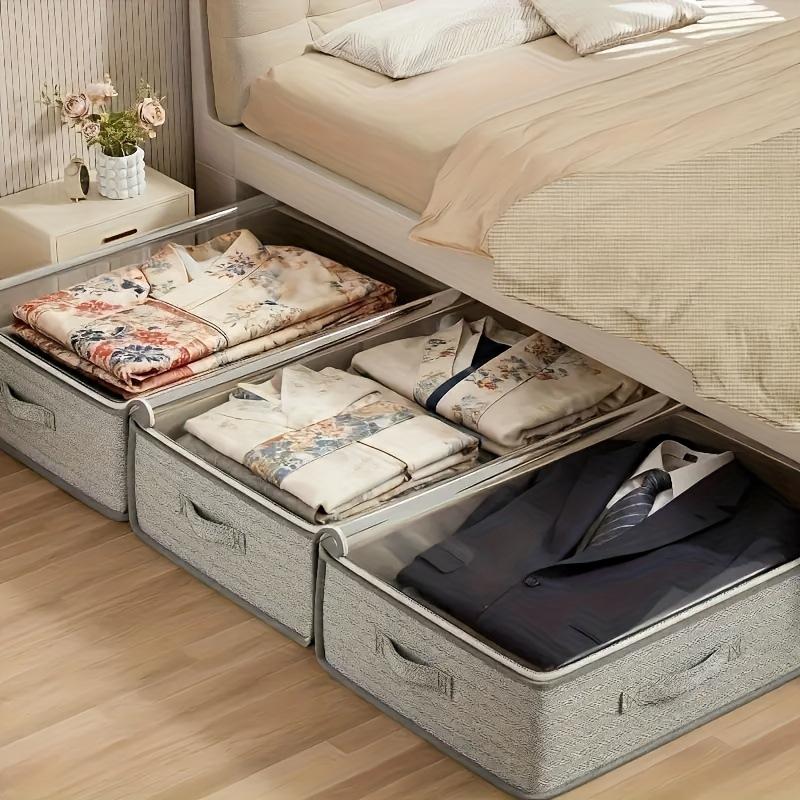 Under Bed Storage Organizer Heavy Duty Foldable Large Capacity With Handles for Seasonal Clothes Blankets Shoes