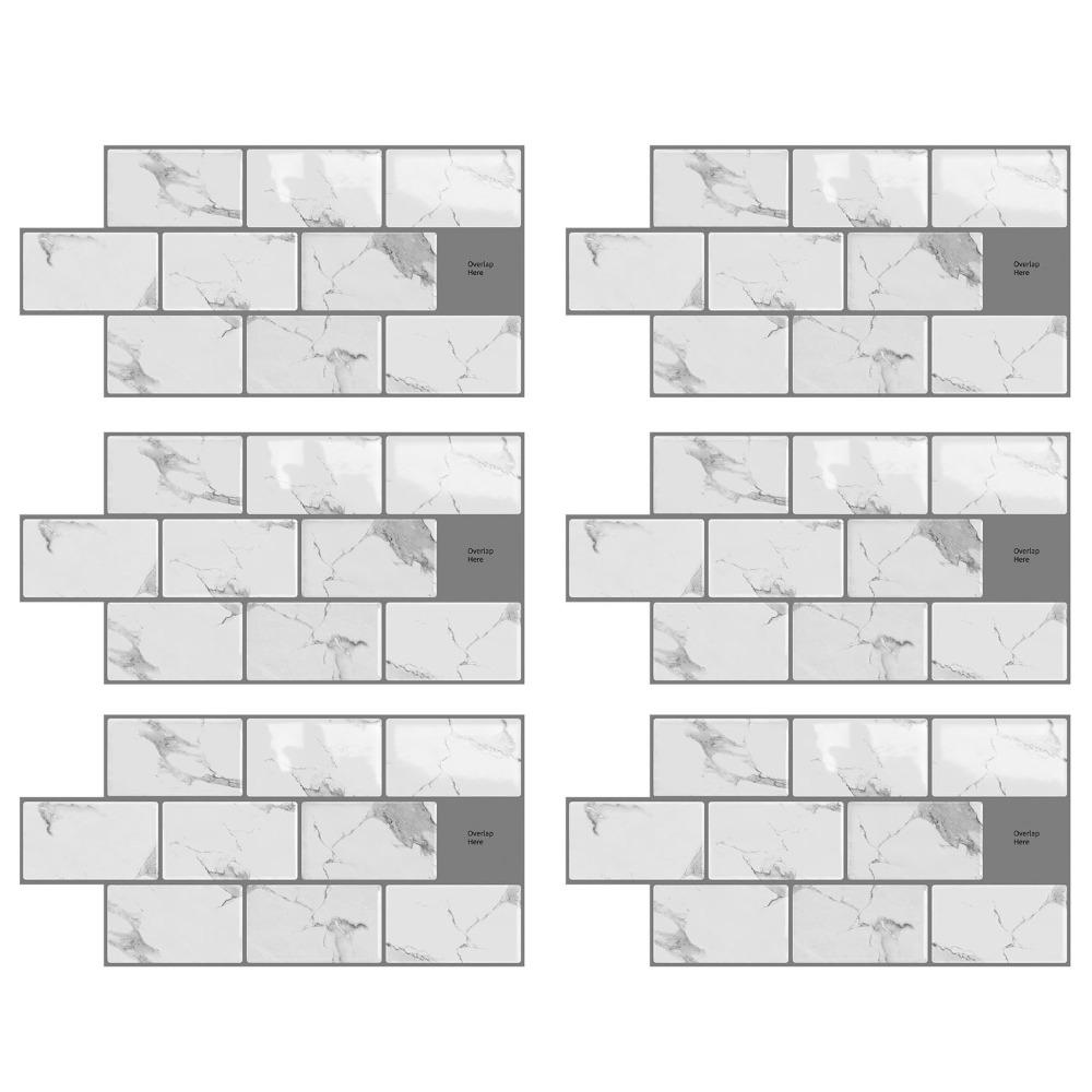 6Pcs New 3D Wall Tile Sticker Waterproof PVC Imitation Tile Stickers Self Adhesive Decorative Tile Stickers Wall Decoration