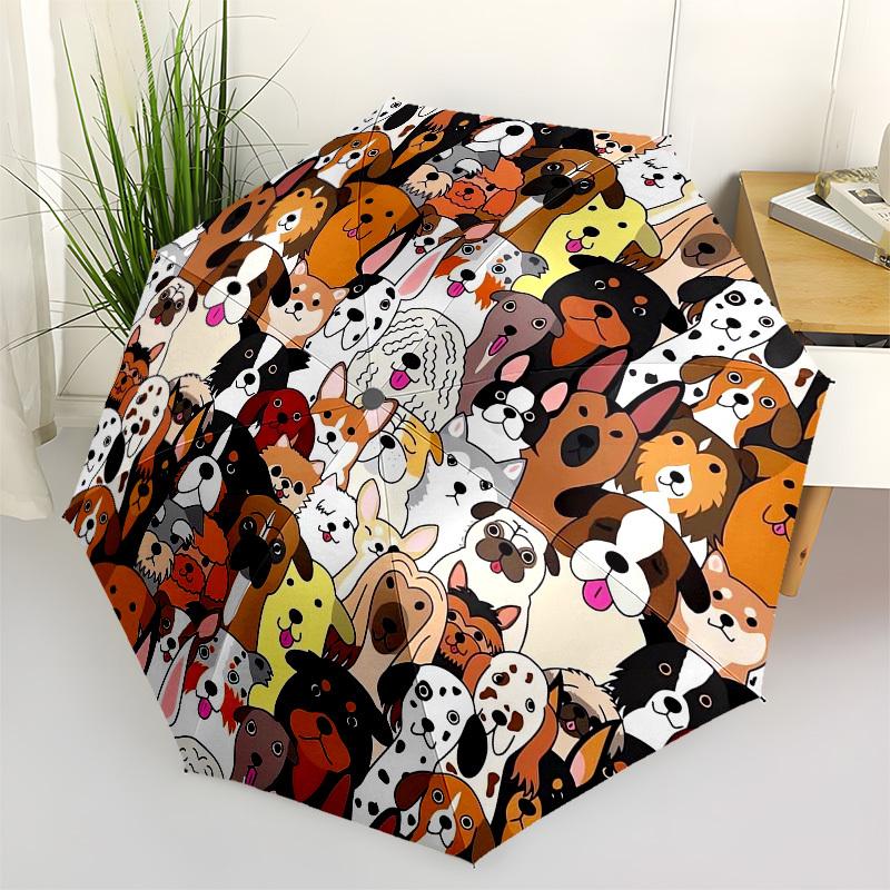 

1pc Diverse Cartoon Canine Collection Umbrella with Plastic Handle,Compact & Stylish,Cartoon Pattern,Outdoor UmbrellaPT348