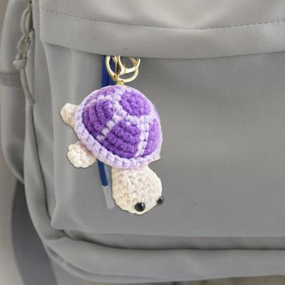 Yousheng Knitted Turtle Keychain Exquisite Yarn Crochet Compact Size Portable Keyring Cartoon Style Mini Turtle Keychain