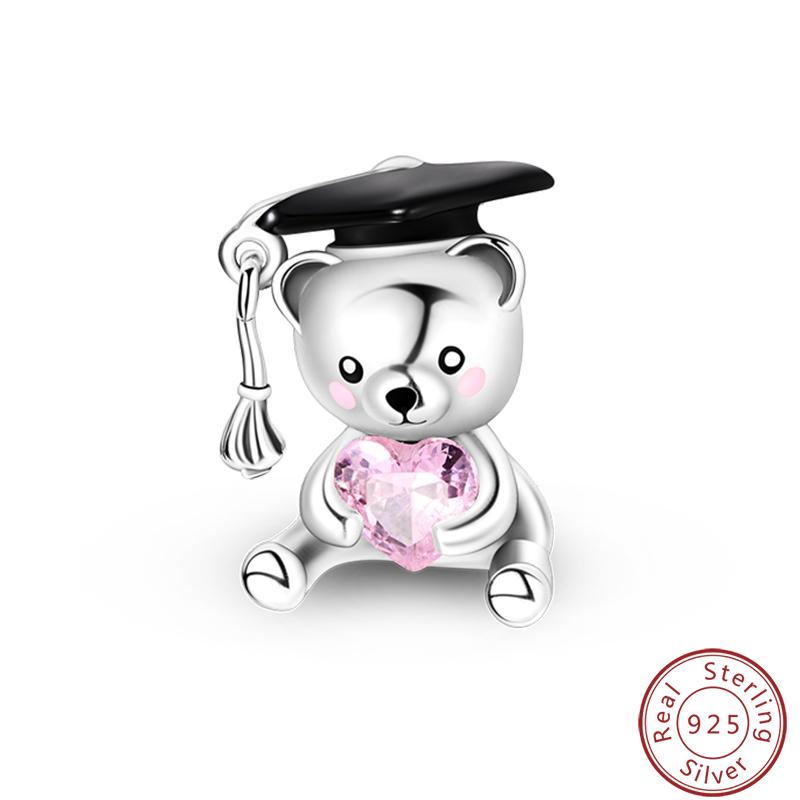 Süßes Kupfer Zirkuskleid Blumen Plüsch Junggesellenhut Bärenanhänger Perlen 3mm DIY Schmuck