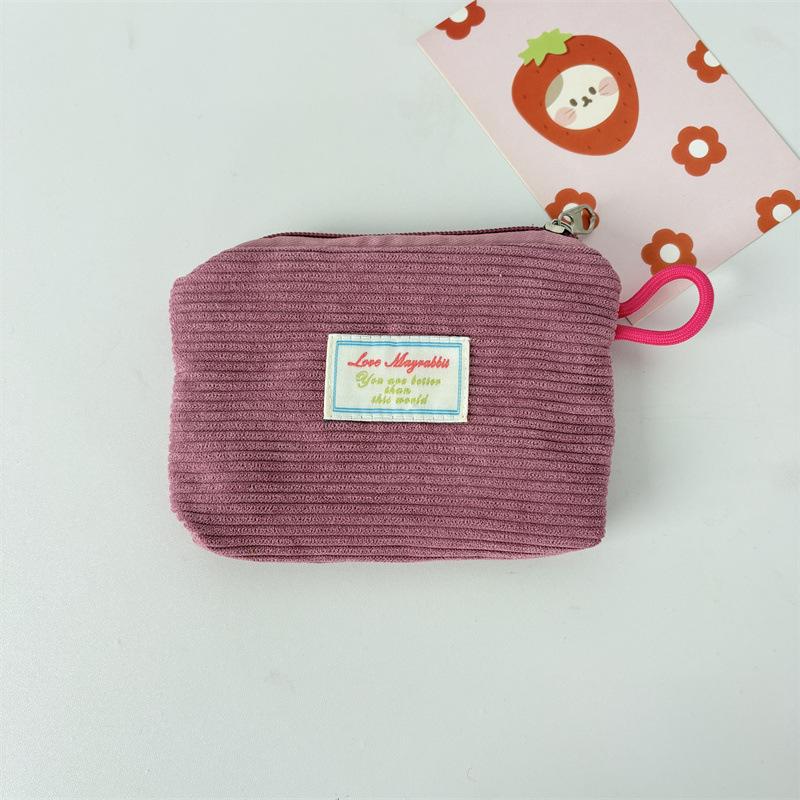 2026 New Corduroy Zero Wallet Solid Color Portable Pocket Wallet Zipper Coin Purse Card Bag Key Earphones Lipstick Case