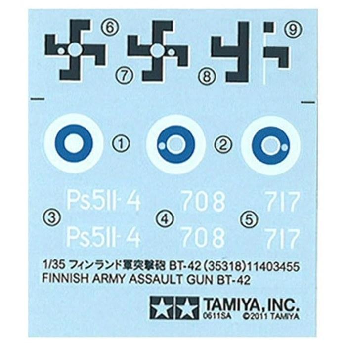Tamiya 1/35 Military Miniature Series No.318 Finnish Army Assault Gun BT-42 Plastic Model 35318 Pre-colored Small