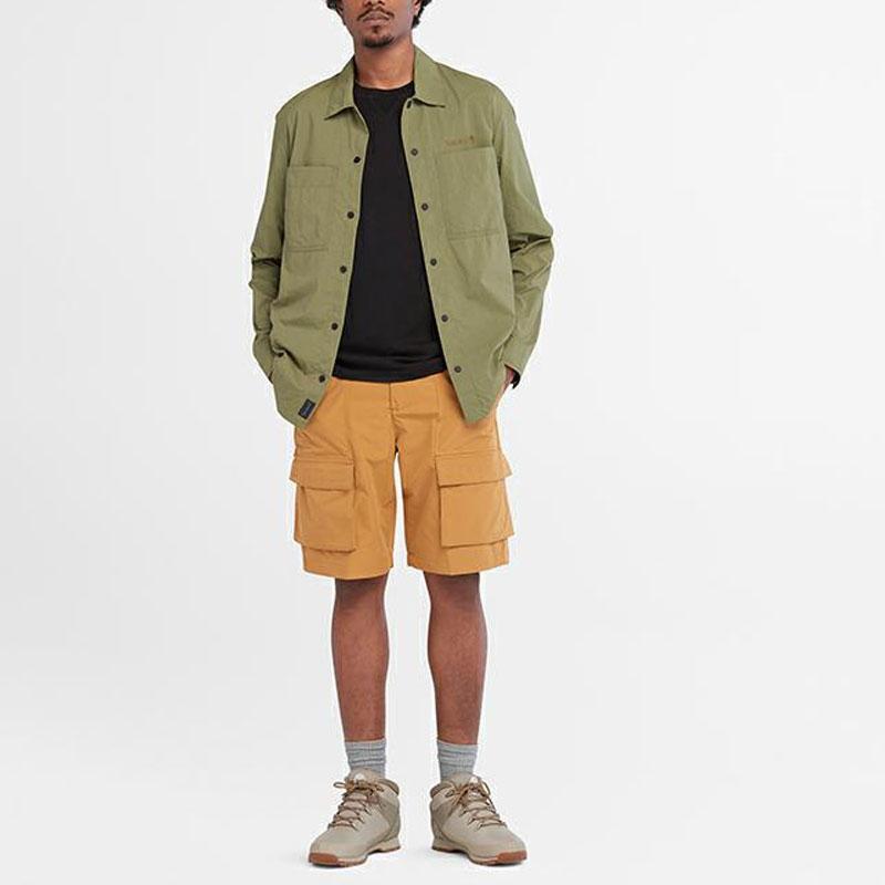Timberland Urban Outdoor Series Outdoor Casual Sun Protection Loose Solid Color Polo Long Sleeve Shirt Men Shirts Avocado-Green A689S-V46