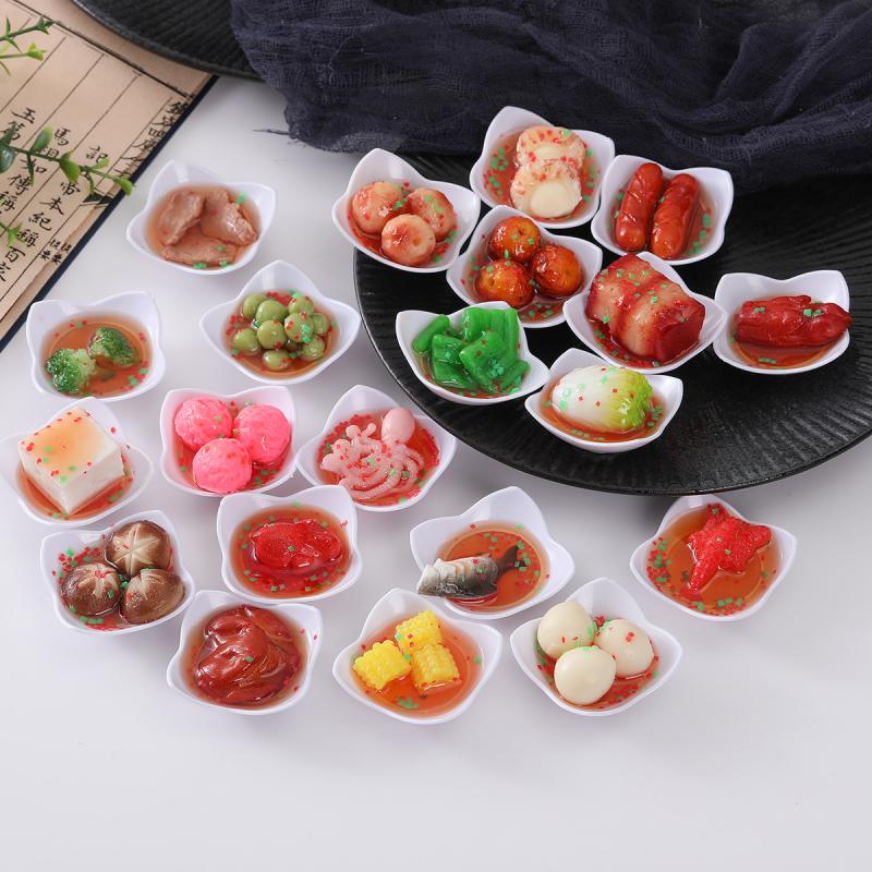 Mini Simulation Dish Plate Magnetic Refrigerator Sticker Creative Stir-Fried Fish Ball Pig Foot Chinese Style Sample 5pc/lot