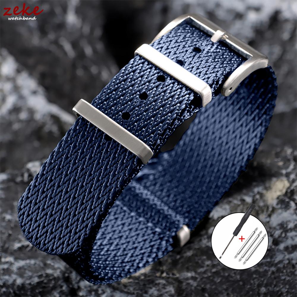 

18/20/22mm Nylon Sport Strap Universal Men Women Watchband Universal Men & Women Military Wristbelt for Omega for Seiko Bracelet 18mm синій