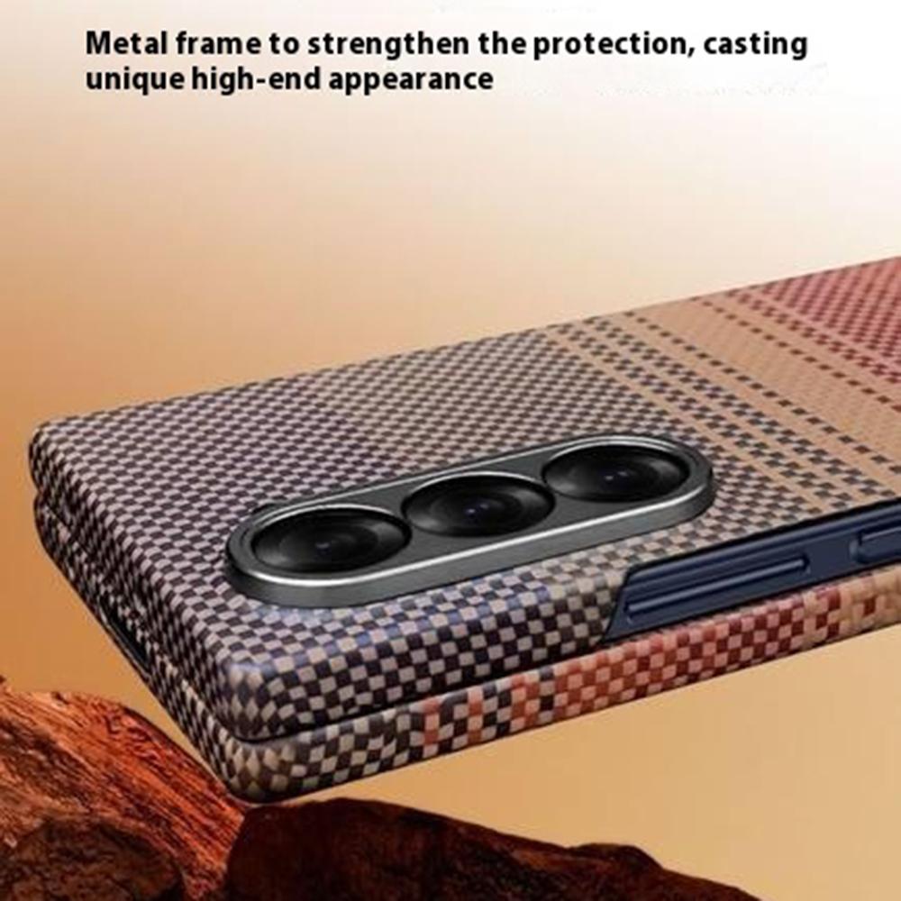 For Samsung Galaxy Z Fold5 5G Magnetic Case Precise Cutouts Gradient Aramid Fiber Phone Cover with Metal Lens Framee