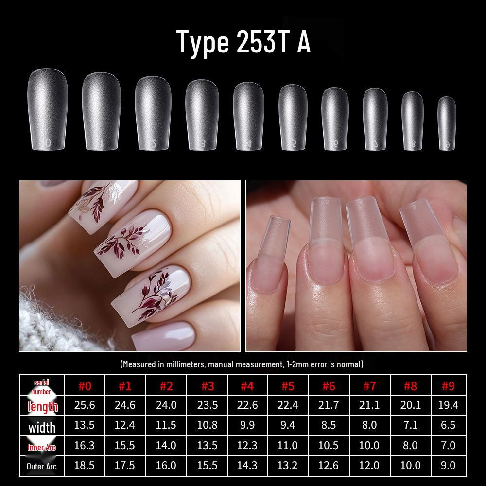 500-Piece Box of Long Matte Seamless Wearable Ballet Nail Tips