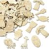 25PCS Random African Theme Unfinished Wooden Cutouts Forest Lion Giraffe Tree Blank Wooden Embellishments for Home Party Decor