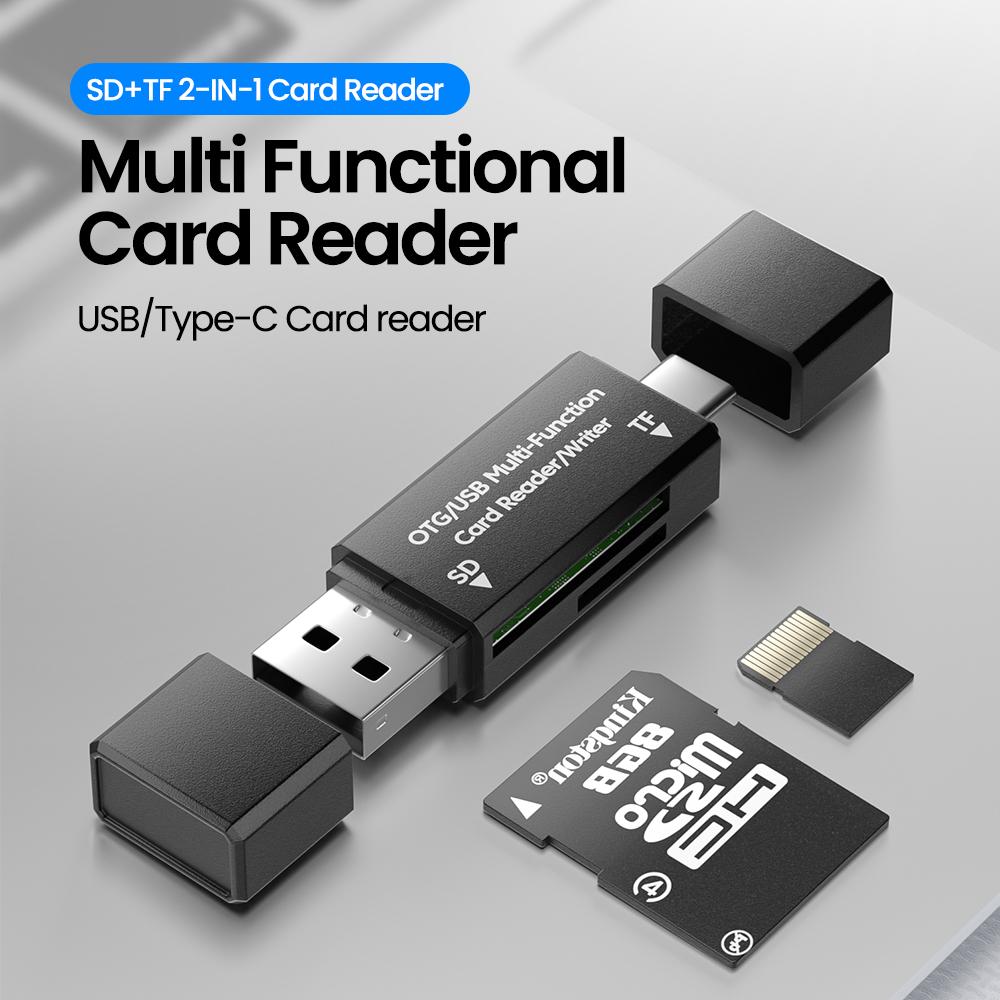 2 in 1 Card Reader Adapter USB 2.0 Type C To SD TF Memory Card Reader Converter For iPhone 15 16 Samsung Huawei Xiaomi PC Laptop