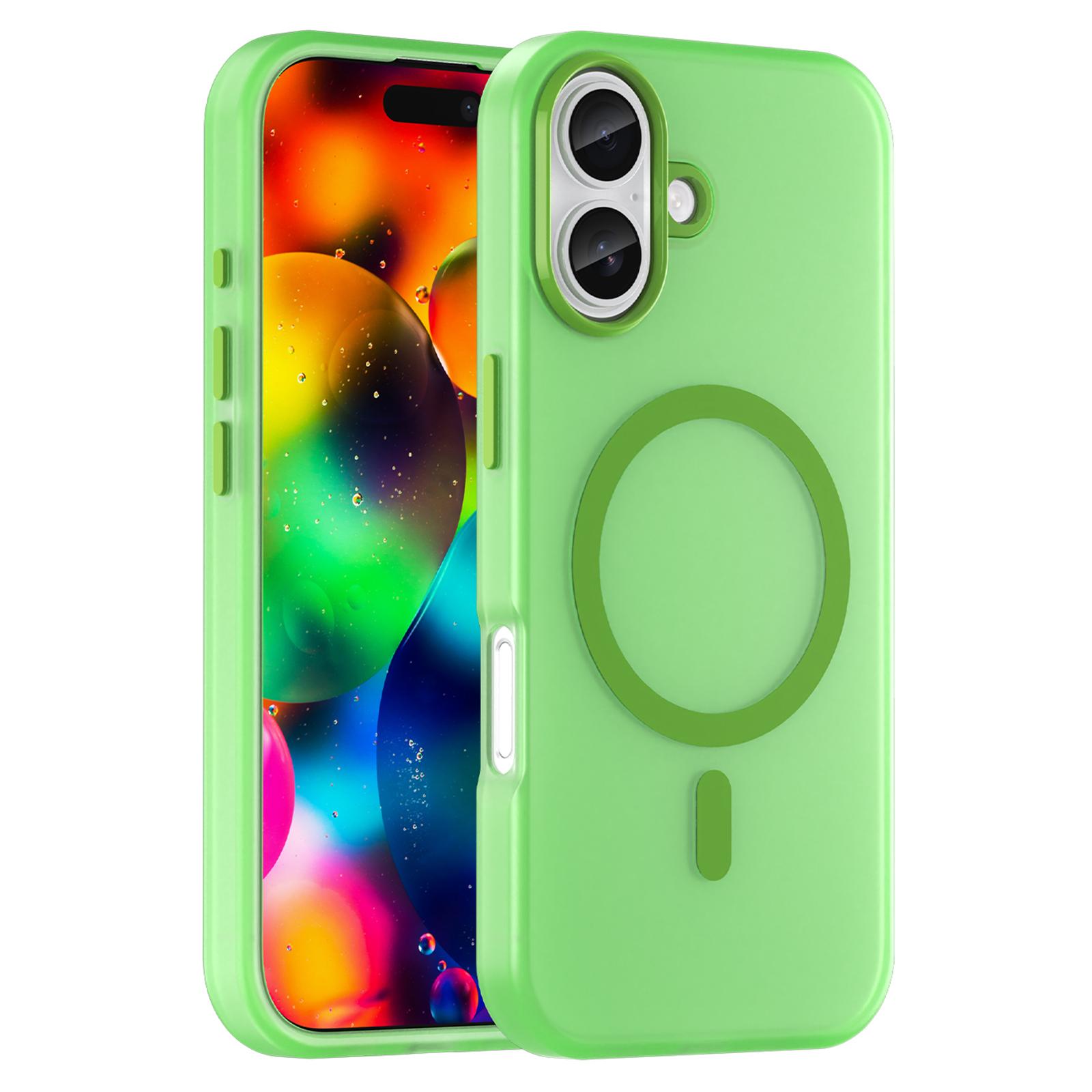

For iPhone 17 Case Compatible with MagSafe TPU+PC Slim Matte Translucent Phone Cover Green
