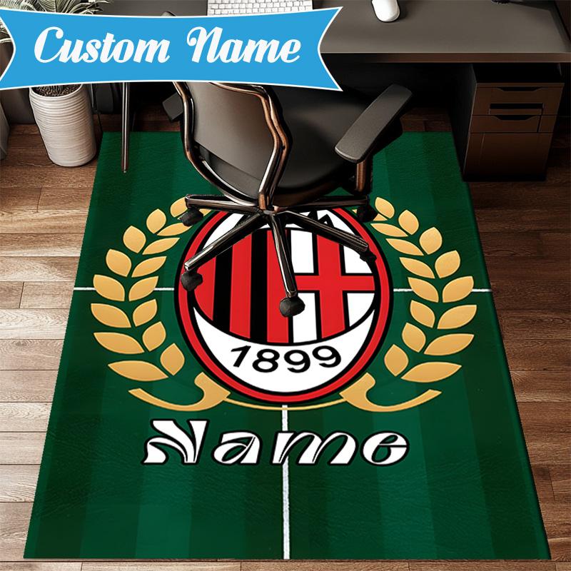 Custom Name Milan Team Crest Rug Game Carpet, Floor Mat for Bedroom Living Room Entryway Rug, Home Decor Idea Gift for Christmas Birthday