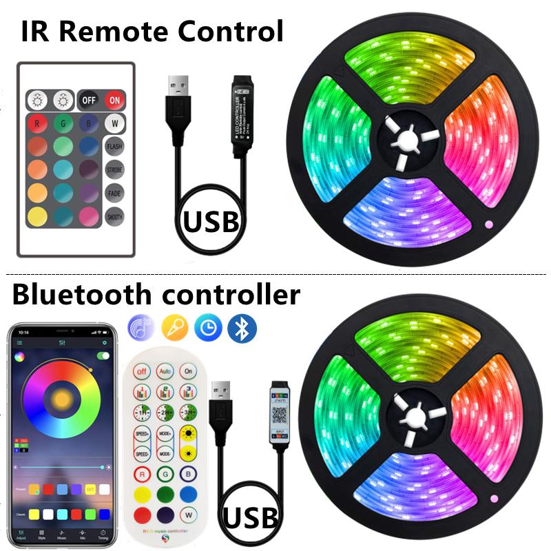 LED Streifen Lichter 1M-8M USB Bluetooth RGB 5050 5V Luces Flexible Band TV Desktop Bildschirm hintergrundbeleuchtung Diode Band Fita Für Zuhause