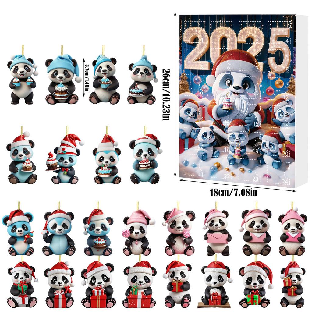 Christmas Panda Countdown Calendar With Acrylic Components For Holiday Decor Gift For Kids