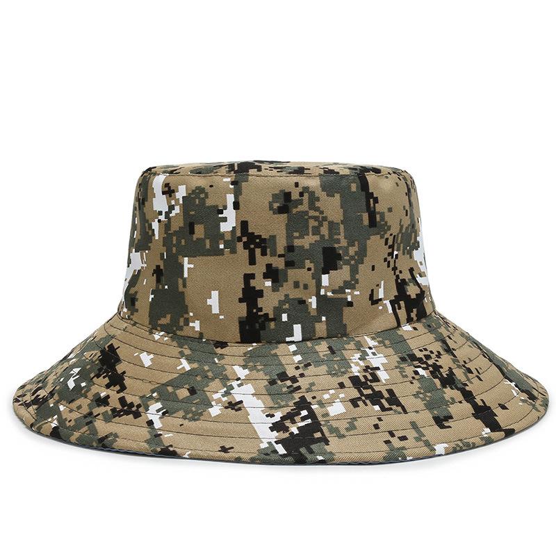 New Camouflage Big Eaves Bucket Hat Sunshade Sunscreen Fishing Essential Simple Casual Versatile