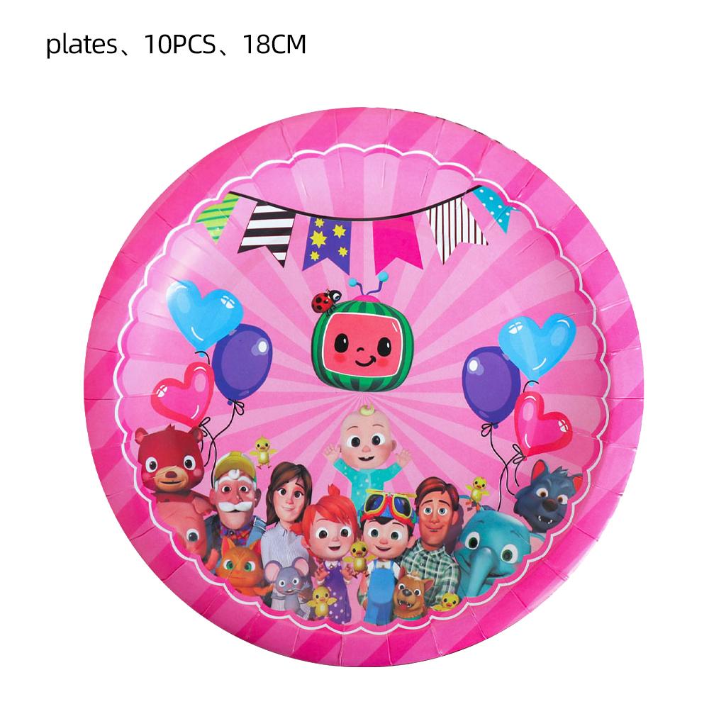 Cocomelon Birthday Party Decoration Tableware Tablecloth Napkins Plates Cups Party Favors Gift Bag Outdoor Wedding Party Decor