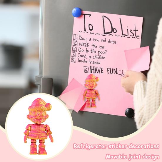 Yousheng Santa Fridge Magnet Movable Joints Christmas Ornaments 3D Printed Festive Fridge Decor Unique Party Gift