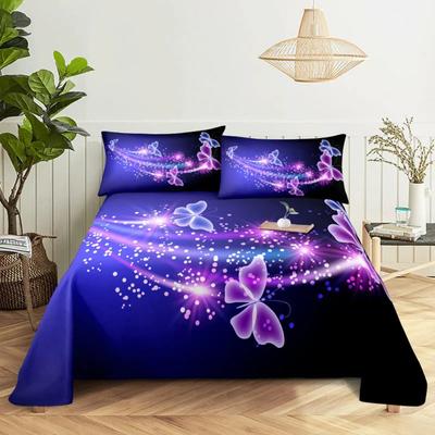 Juego de cama morado Sábanas Ropa de cama Funda de almohada Tamaño Queen King Lavanda Mariposa para Dormitorio Suave Twin Full Individual Doble