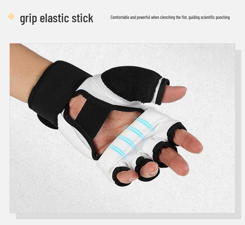 Jiuri Mountain Taekwondo Half-Finger Gloves & Instep Protectors for Competition and Training - White