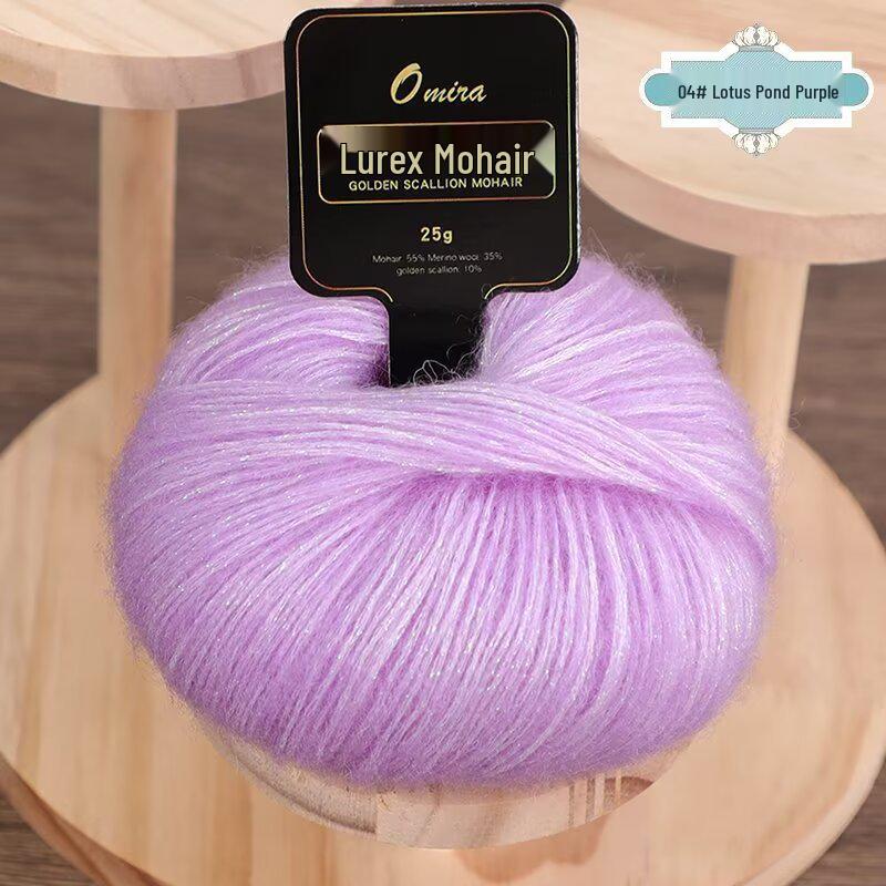 Gold Lurex Mohair Silk Yarn 25g for Knitting Scarves, Gloves, Hats, and Shawls