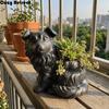 Space Saving Cute Ceramic Dog Vase Unique Animal Shaped Succulent Pot Handmade Animal Planter Garden Art
