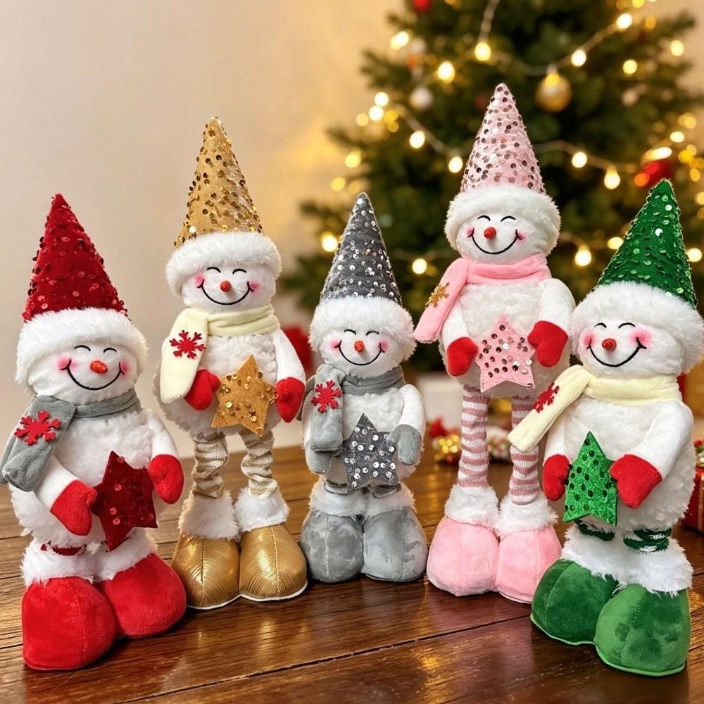 Stretchable Christmas Standing Snowman Sequined Telescoping Snowman Figurine Gifts Giving