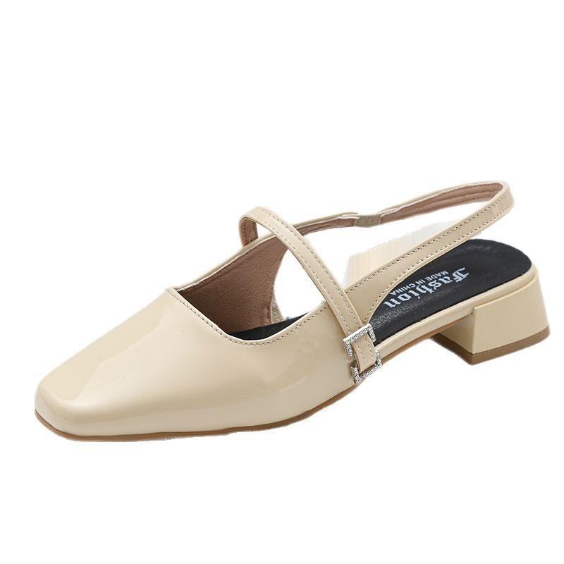 French small fragrant style back empty bag head sandals women's thick heel temperament word with shallow mouth Mary Jane shoes single shoes sandals