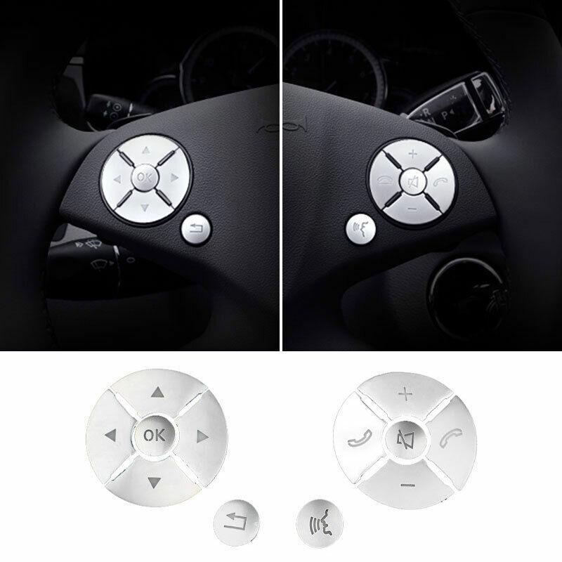Matte Silver Front Steering Wheel Frame Cover 12pcs For Benz C-Class 2007-2010