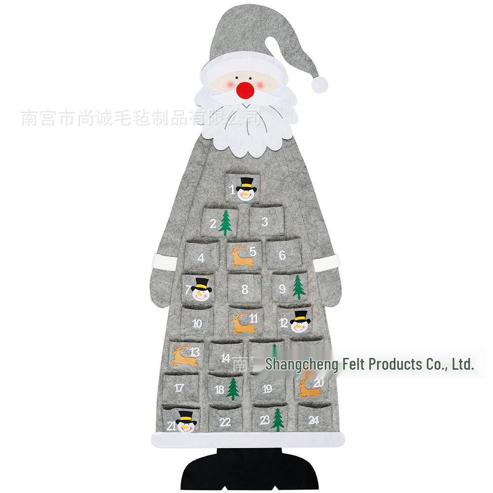 Felt Santa Calendar with Pockets - Children's Christmas Tree Decoration Gift