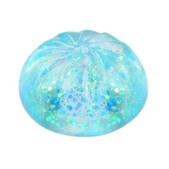 Yousheng 1/4Pcs Clear Glitter Dumpling Squeeze Toy, Soft Steamed Bun Stress Relief Toy, Hand Exercise Relaxation Tool for Kids Adults