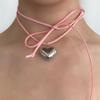 Herzanhänger Halsketten Y2K Stil Herz Halsketten Liebesanhänger Choker Liebeshalsketten Partyschmuck Geschenk für Frauen Mädchen
