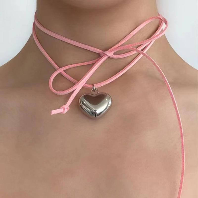Herzanhänger Halsketten Y2K Stil Herz Halsketten Liebesanhänger Choker Liebeshalsketten Partyschmuck Geschenk für Frauen Mädchen