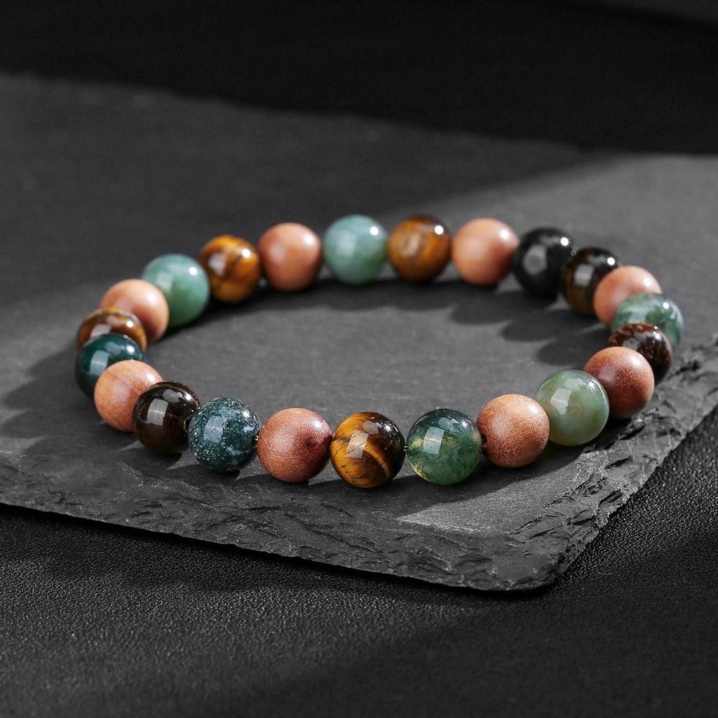 Cosmic Sailing Natural Crystal and Sandalwood Water Agate Bracelet