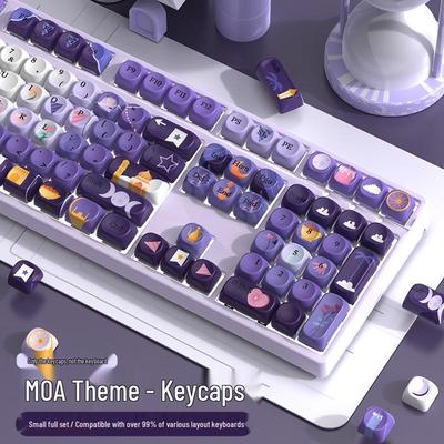 Moa Customized Purple Cute Round PBT Keycaps for Mechanical Keyboards