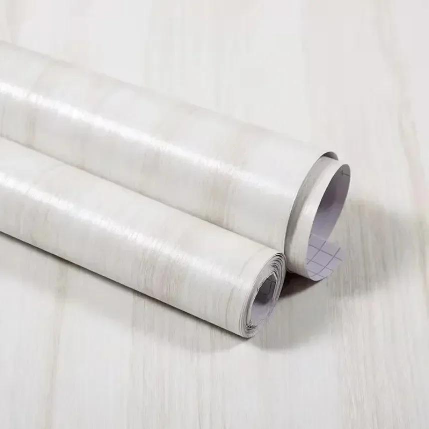 80cm/Wood Grain Vinyl Wallpaper Roll Waterproof Home Desktop Cabinet Door Furniture Renovation Stickers Peel Home Decorations