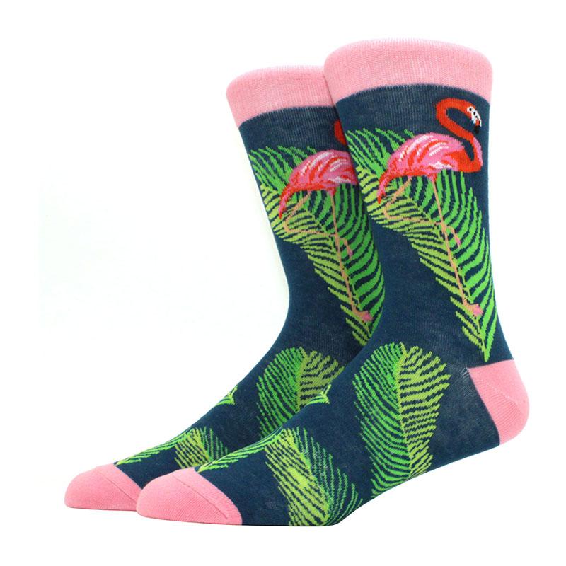 Roliga glada herrstrumpor med grafisk design, kammad bomull, omelett, groda, galen klocka, lax, majs, fågel, fisk, strumpa, julklapp