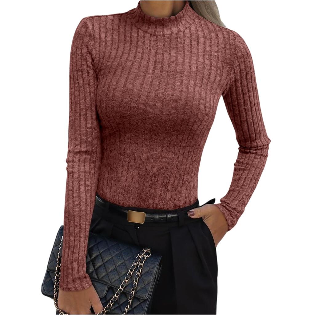 Women's Fashionable Round-neck Long-sleeved Solid-color Pullover Casual Top