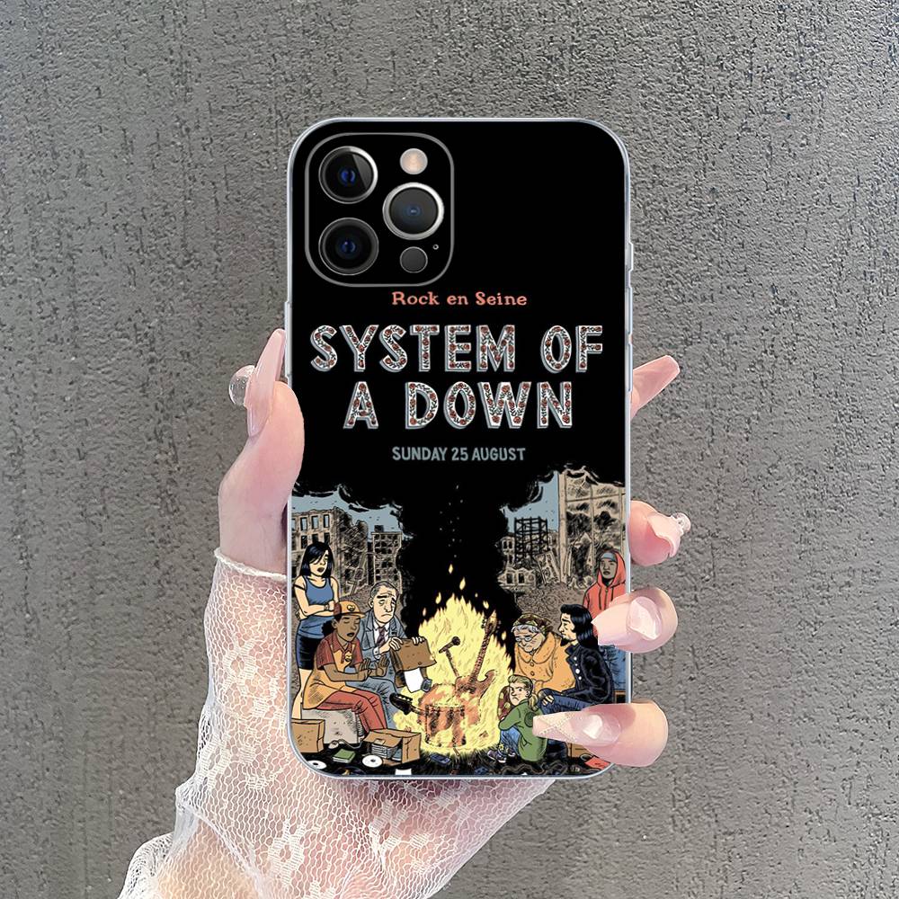 

Металлический Чехол System Of A Down Для IPhone 11 12 13 14 15 16 17 Pro Max Plus Air Прозрачный Clear Ударопрочный iPhone 13