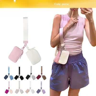 Mini Dvojitá Kapsička na Mince Jednobarevná Náramková Klíčenka Peněženka Kapsa na Drobné Kabelka Lulu Peněženka na Mince Dámská Přenosná Držák na Klíče a Karty